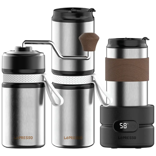 LePresso Grindo Quattro 4-in-1 Outdoor Coffee Set - Portable Grinder & Brewer
