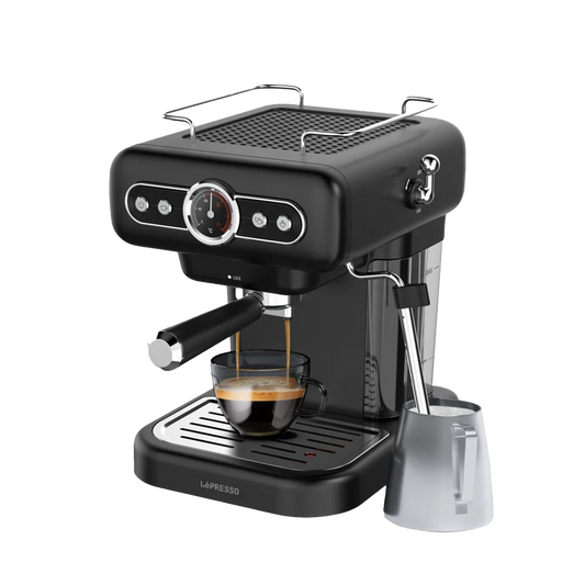 LePresso Classic Retro Espresso Machine - 15 Bar Pump with Pressure Gauge