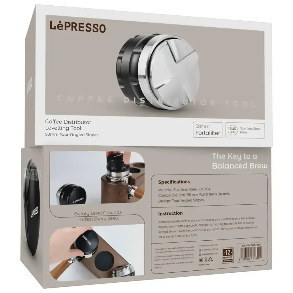 LePresso 58.35mm Coffee Distributor & Espresso Leveler Tool - Black